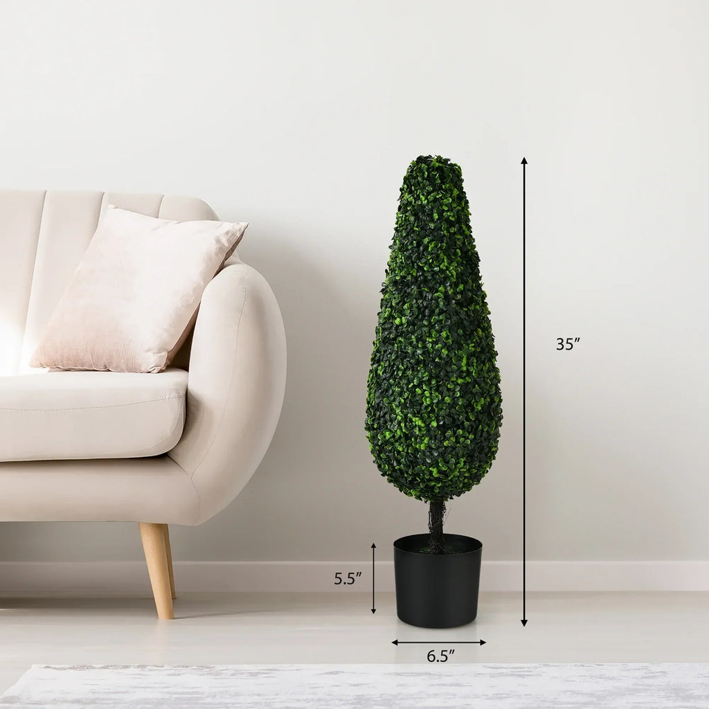 2026 NewCostway 2 Pack 3FT Artificial Tower Topiary Tree UV Resistant Indoor Outdoor