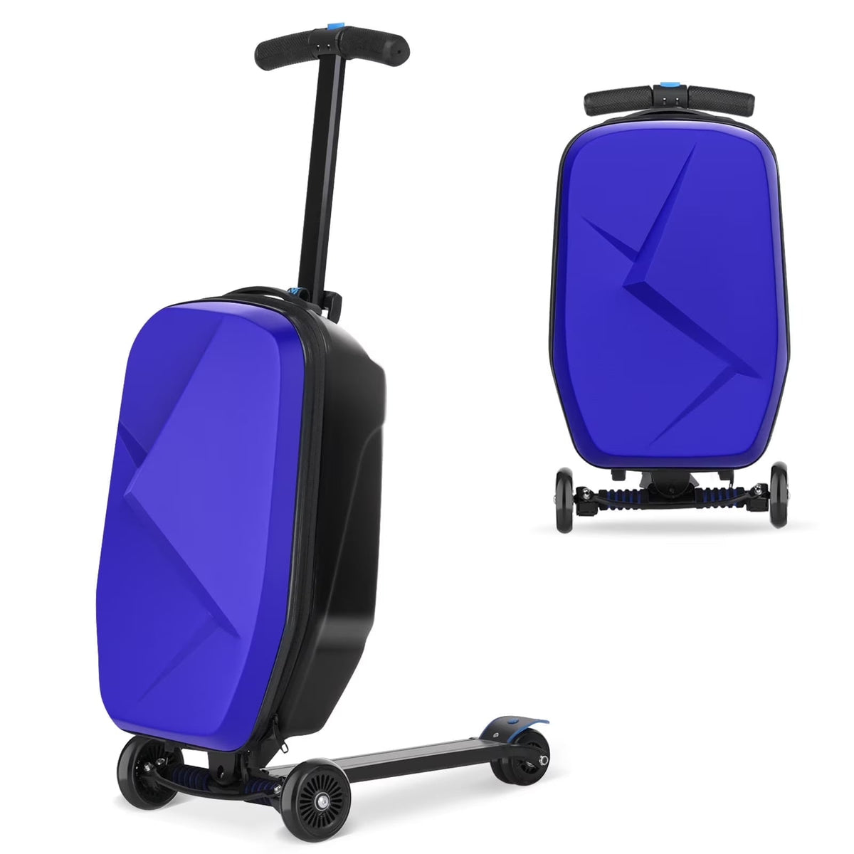 2026 NewAdvwin Scooter Luggage for Kids & Adults, Hardside Ride on Suitcase for Kids Ages 4-15 Multifunctional Lightweight Foldable Carry on Luggage with Wheels Ride on for Children Teenagers, Pink