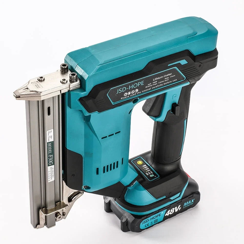 2026 New Brushless Cordless Nail Gun -C Straight Nail Gun, Staple Nail Gun, Nail Shooter, Pneumatic Nail Gun; Equipped with Lithium Battery and Quick Charger