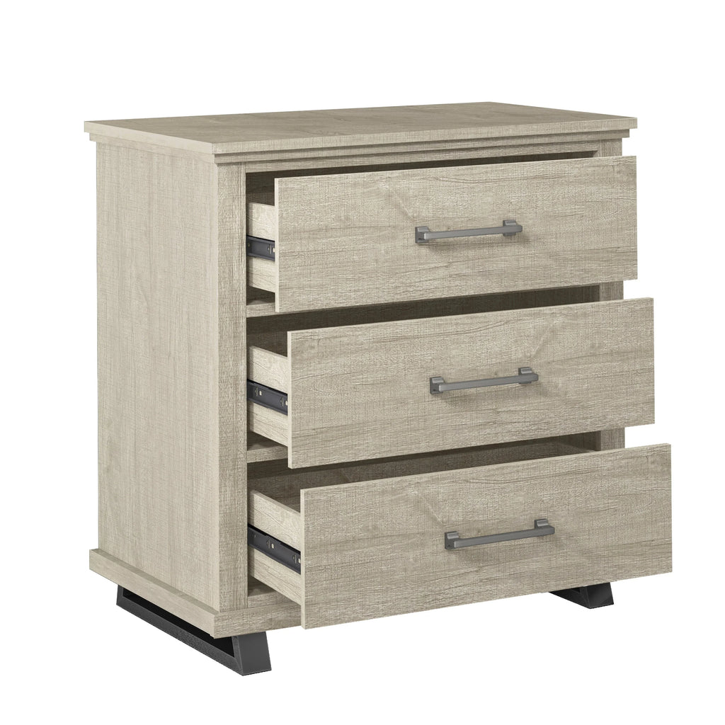 2026 New FESTIVO 32 inch Wide 3-Drawer Bedroom Nightstand with Elevated Metal Legs - Beige