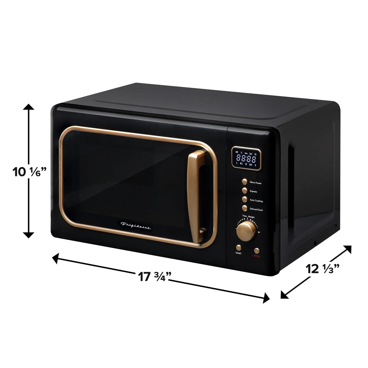 2026 NewFrigidaire 0.7 Cu. Ft. Retro Countertop Microwave Oven, Black and Gold