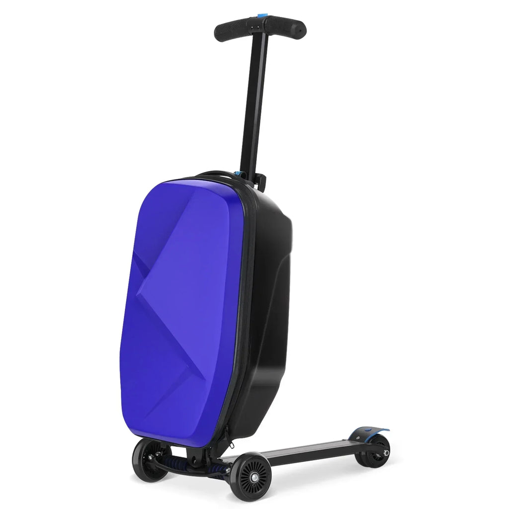 2026 NewAdvwin Scooter Luggage for Kids & Adults, Hardside Ride on Suitcase for Kids Ages 4-15 Multifunctional Lightweight Foldable Carry on Luggage with Wheels Ride on for Children Teenagers, Pink
