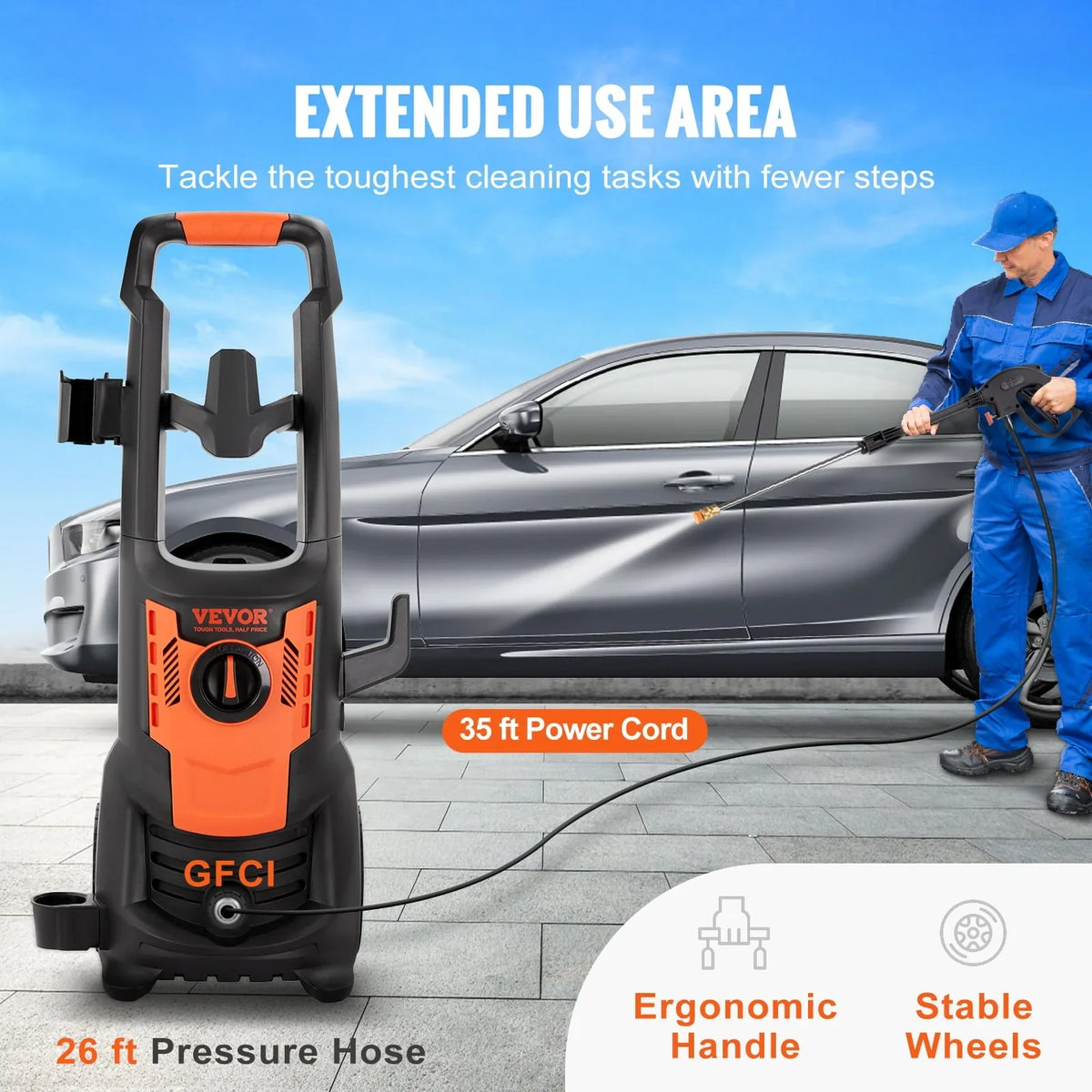 2026 NewBENTISM Electric Pressure Washer 2150 PSI 1.8 GPM 1800W Cold Water Wheeled