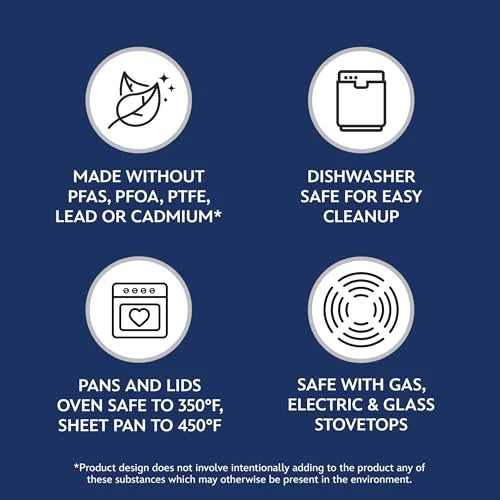 2026 NewFarberware Bon Voyage Ceramic Nonstick Pots and Pans Set with Baking Sheet/Cookie Pan and Home Kitchen Tools, 8 Piece Non Stick Cookware Set - Blue