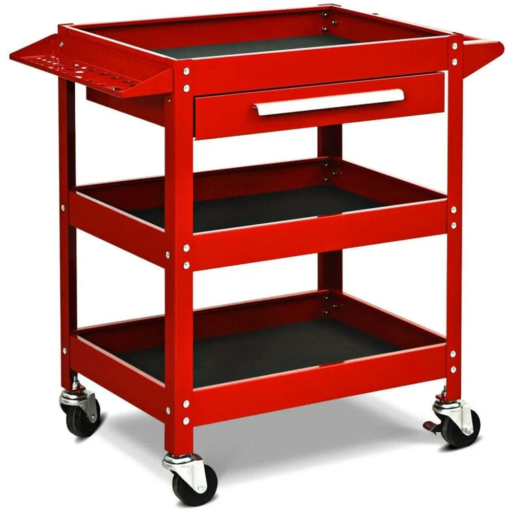 2026 New Spaco Rolling Tool Cart Mechanic Cabinet Storage ToolBox Organizer with Drawer-Black, Utility Cart on Wheels for Warehouse Garage Cleaning Office