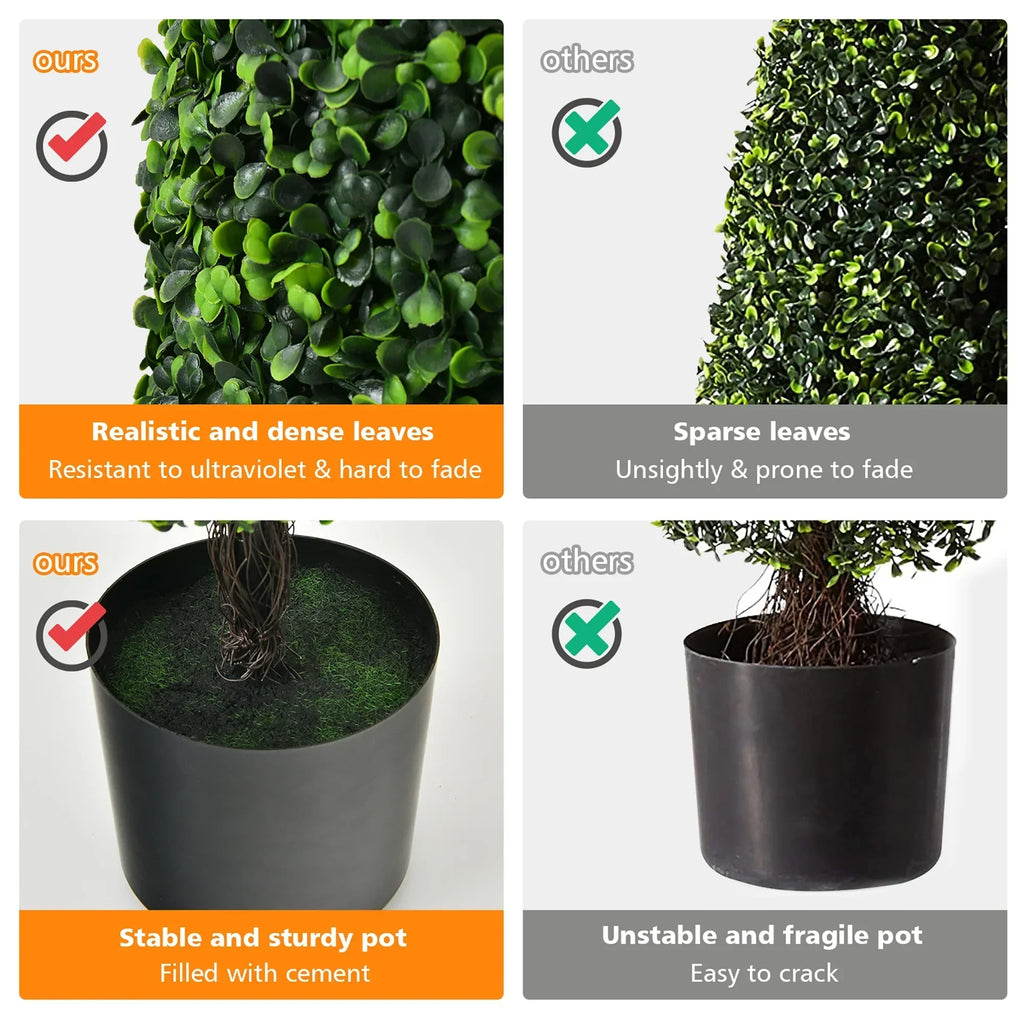 2026 NewCostway 2 Pack 3FT Artificial Tower Topiary Tree UV Resistant Indoor Outdoor