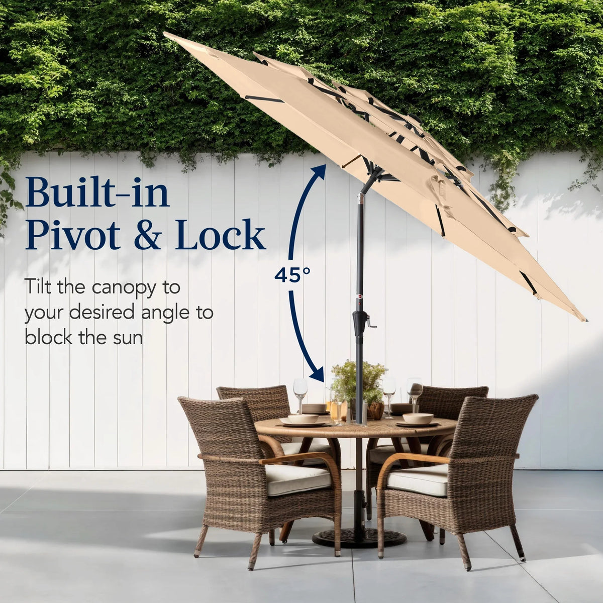 2026 NewBest Choice Products 10ft 3-Tier Patio Umbrella, Market Sun Shade w/ Tilt Adjustment, Easy Crank - Red
