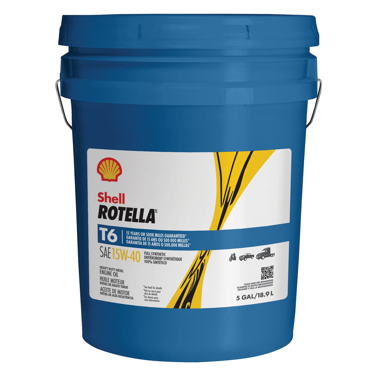 (2 pack) Shell Rotella T6 Full Synthetic 15W-40 Diesel Engine Oil, 5 Gallon