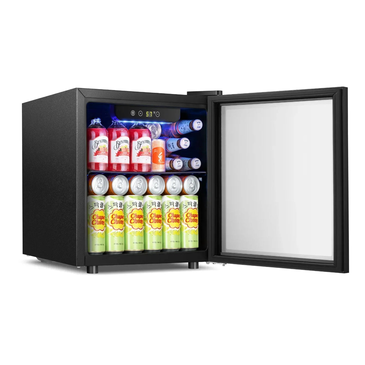 2026 NewAuseo 1.3 Cu.ft. Mini Beverage Refrigerator Cooler - 55 Can &12 Bottle Mini Fridge with Double Glass Door, for Home/Bar/Office, Electronic touch control