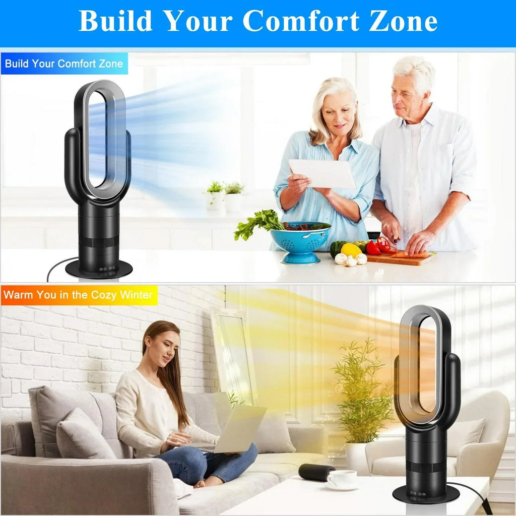 2026 NewDubbin 26 inch Space Heater Bladeless Tower Fan. Heater and Cooling Combo. with Remote Control. Black
