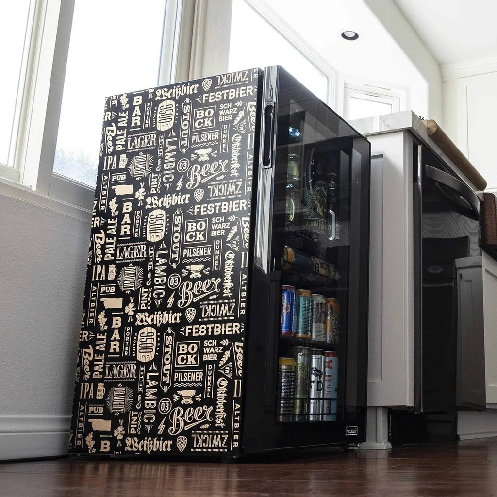 2026 NewBeverage Refrigerator Cooler | 126 Cans Free Standing with Right Hinge Glass Door | Mini Fridge Beverage Organizer Perfect For Beer, Wine, Soda, And Cooler Drinks