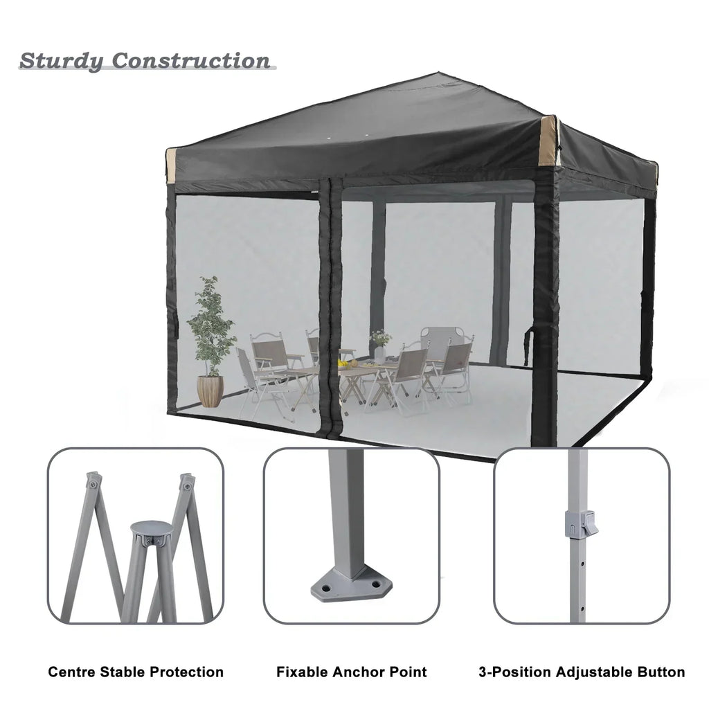2026 NewAoodor 12'x12' Pop Up Canopy with Removable Mesh Sidewalls, Outdoor Portable Instant Shelter Tent-Black