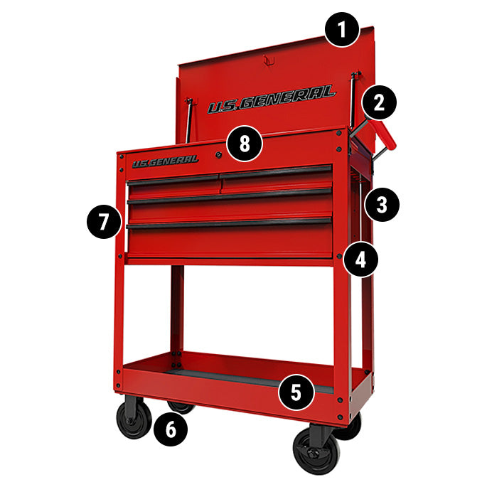 30 in., 4-Drawer Tech Cart, Green