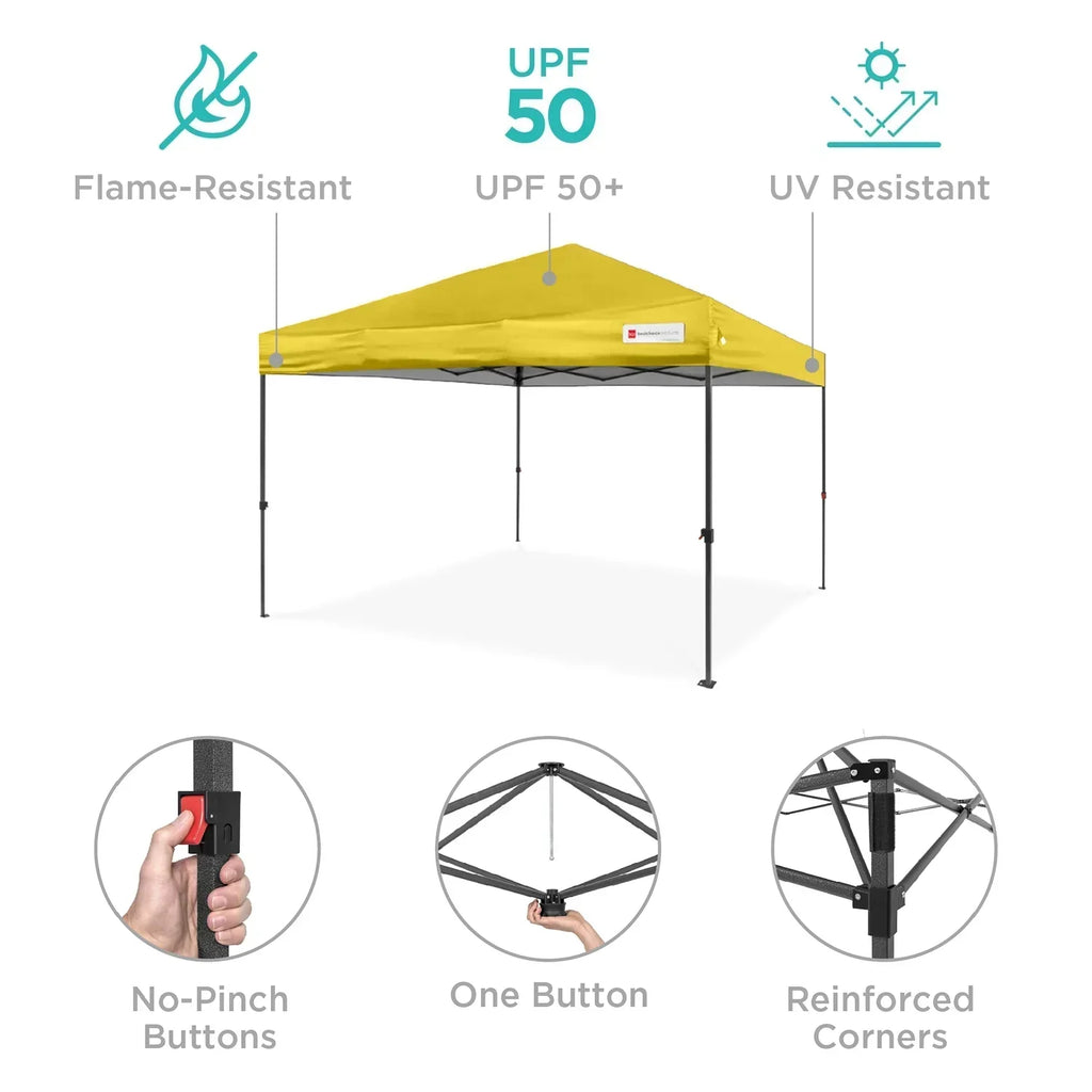 2026 NewBest Choice Products 12x12ft Easy Setup Pop Up Canopy w/ 1-Button Setup, Wheeled Case, 4 Weight Bags - Navy Blue