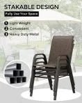 2026 NewAtaucjin Stackable Dining Chairs Set of 4, High-Back Patio Dining Chairs Set, Outdoor Chairs with Textilene Fabric & Metal Frame for Lawn Backyard