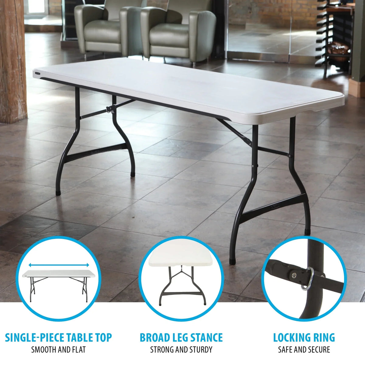 Lifetime 6 Foot Rectangle Folding Table, Indoor/Outdoor Commercial Grade, Black (280350)
