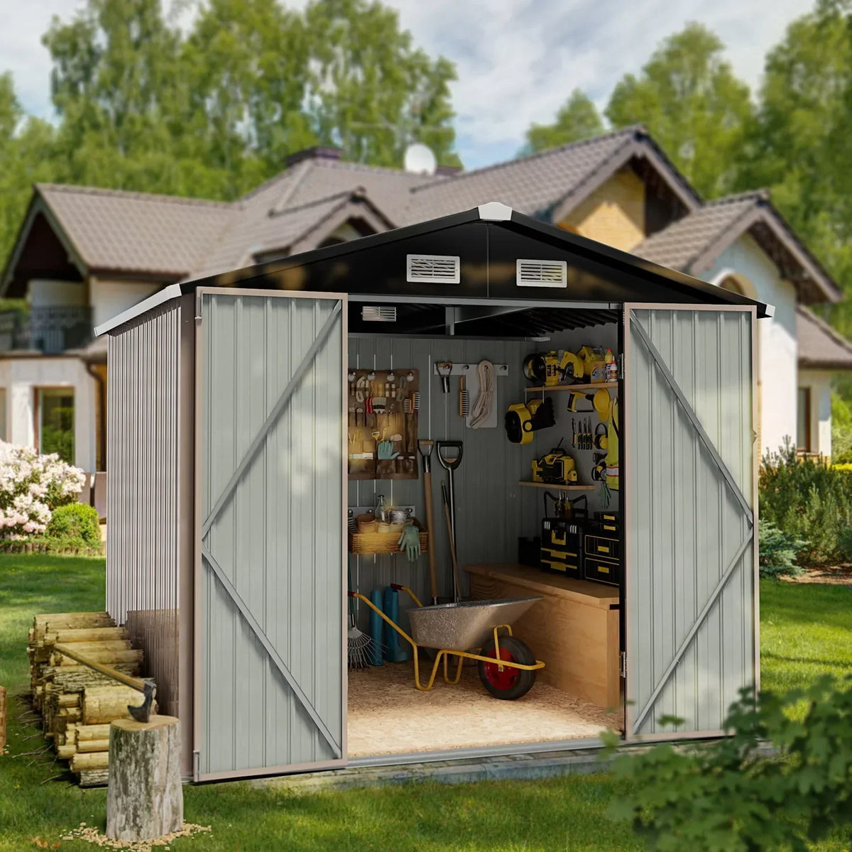 2026 NewAoxun 6 x 4 ft. Outdoor Metal Storage Shed with Lock for Backyard, Garden