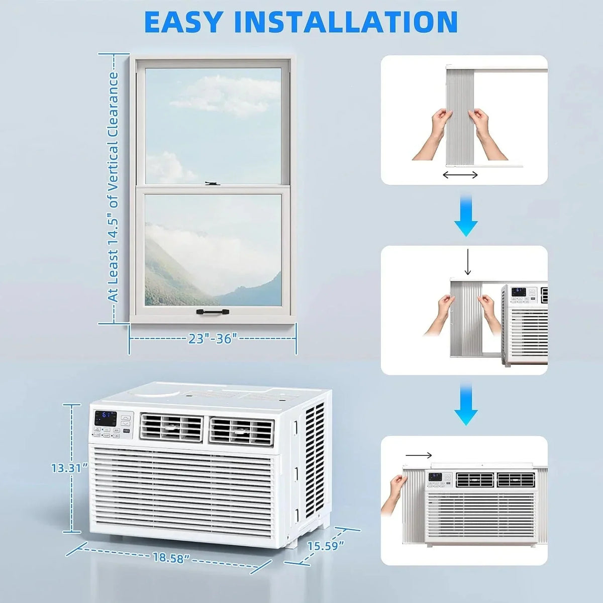 2026 NewAntarctic Star 12,000 BTU U-shaped window air conditioner, cools rooms up to 550 square feet with 6 modes, 24-hour timer, ultra-quiet window air conditioner