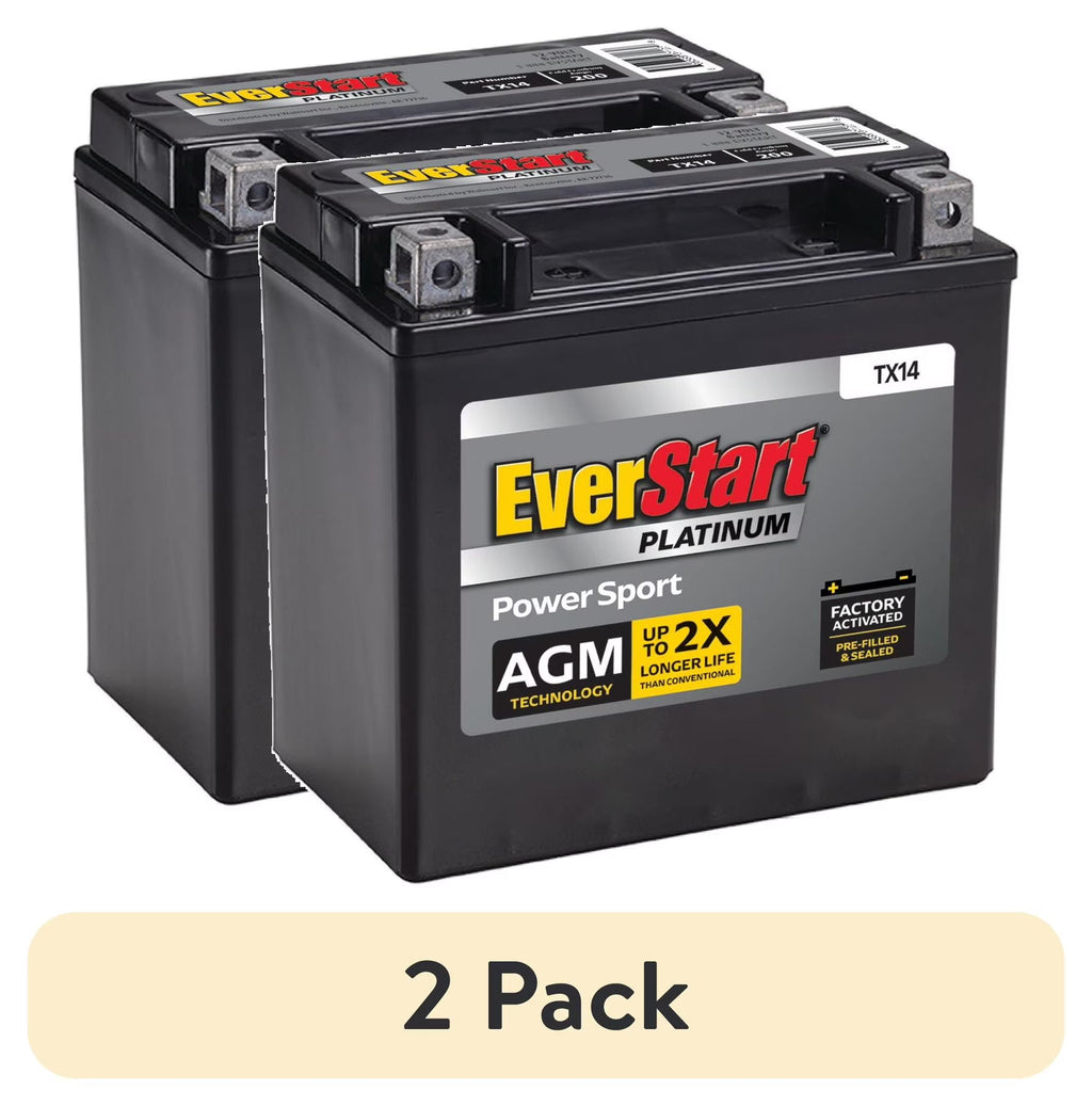 2026 NewEverStart Platinum AGM Power Sport Battery, Group Size TX14 12 Volt, 200 CCA