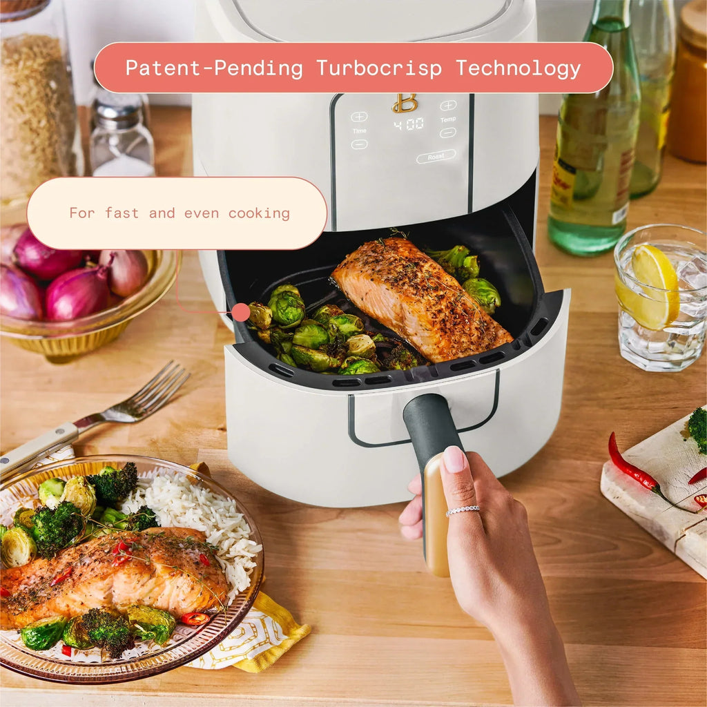2026 NewBeautiful 3 Qt Air Fryer with TurboCrisp Technology, White Icing by Drew Barrymore