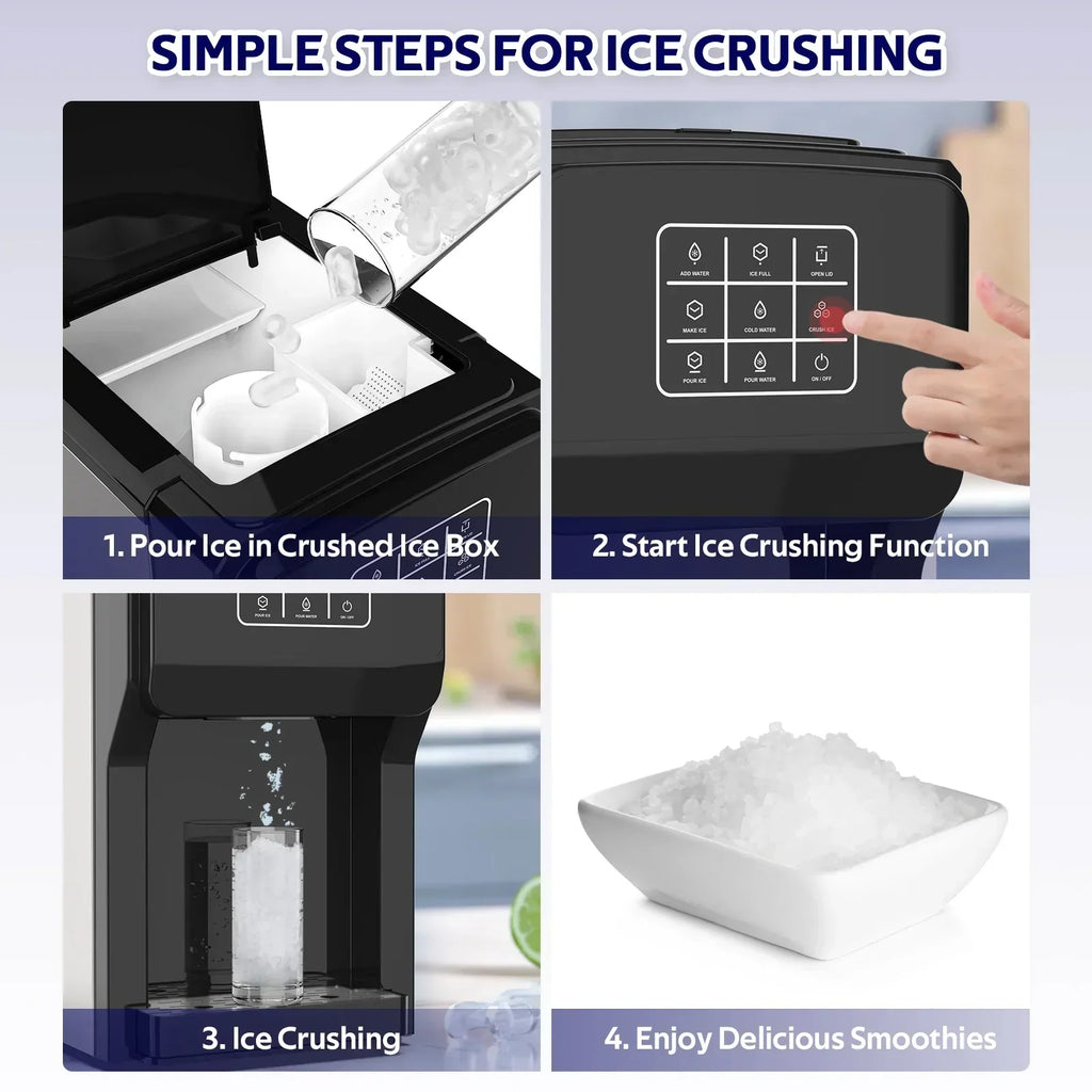 2026 NewAdvwin 3 in 1 Water Dispenser with Ice Maker Countertop, Bullet Ice, Crushed Ice, Water Cooler, 44Lbs/24H, 12 Ice Cube/6Min, Self-cleaning, 4Lbs Ice Storage, Home, Kitchen, Party, RV