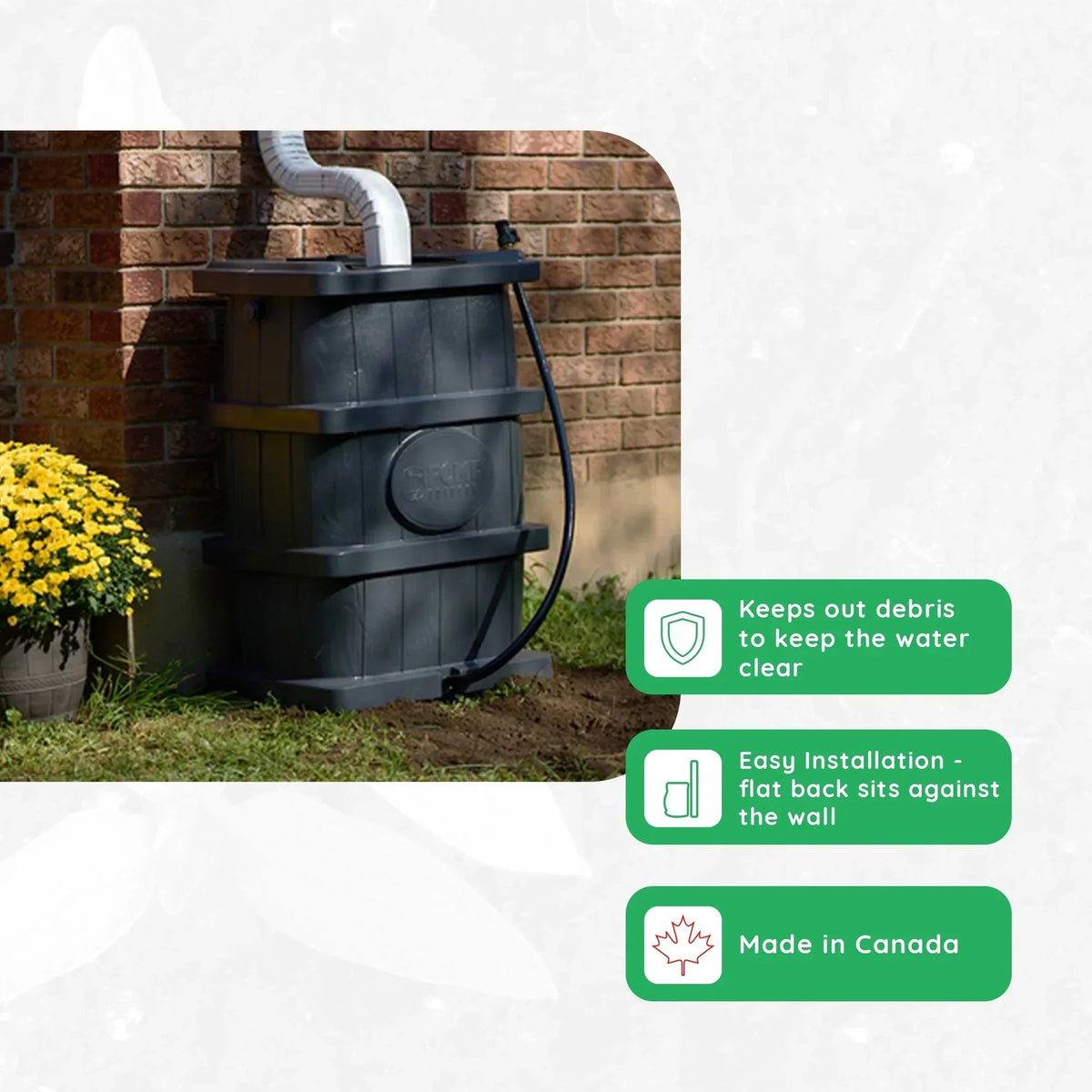 2026 NewFCMP Outdoor WG4000-GRY Home Outdoor Wood Grain Rain Water Catcher Barrel