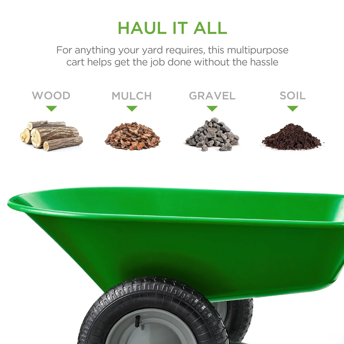 2026 NewBest Choice Products Dual-Wheel Home Wheelbarrow Yard Garden Cart for Lawn, Construction - Green