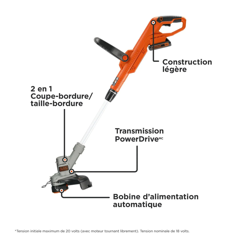 2026 NewBLACK+DECKER 20V Cordless String Trimmer and Edger, 2Ah, Lithium Ion Battery Included