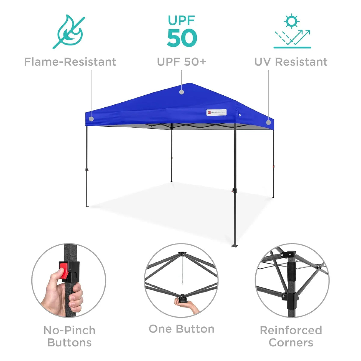 2026 NewBest Choice Products 12x12ft Easy Setup Pop Up Canopy w/ 1-Button Setup, Wheeled Case, 4 Weight Bags - Navy Blue