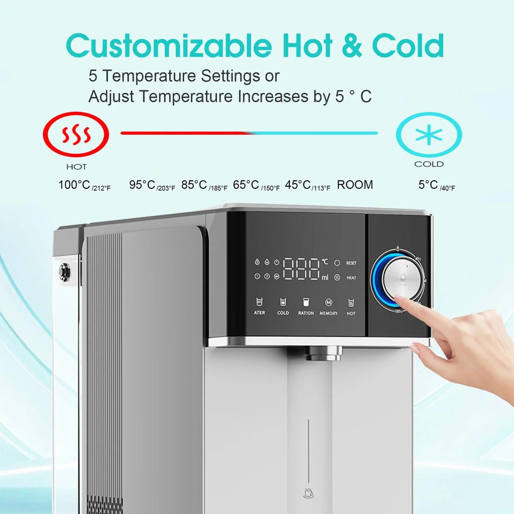 2026 NewIKT Countertop Hot and Cold Reverse Osmosis Water Dispenser Cooler, Fast Heating, Adjustable Temperature, Dispensing Volume Options