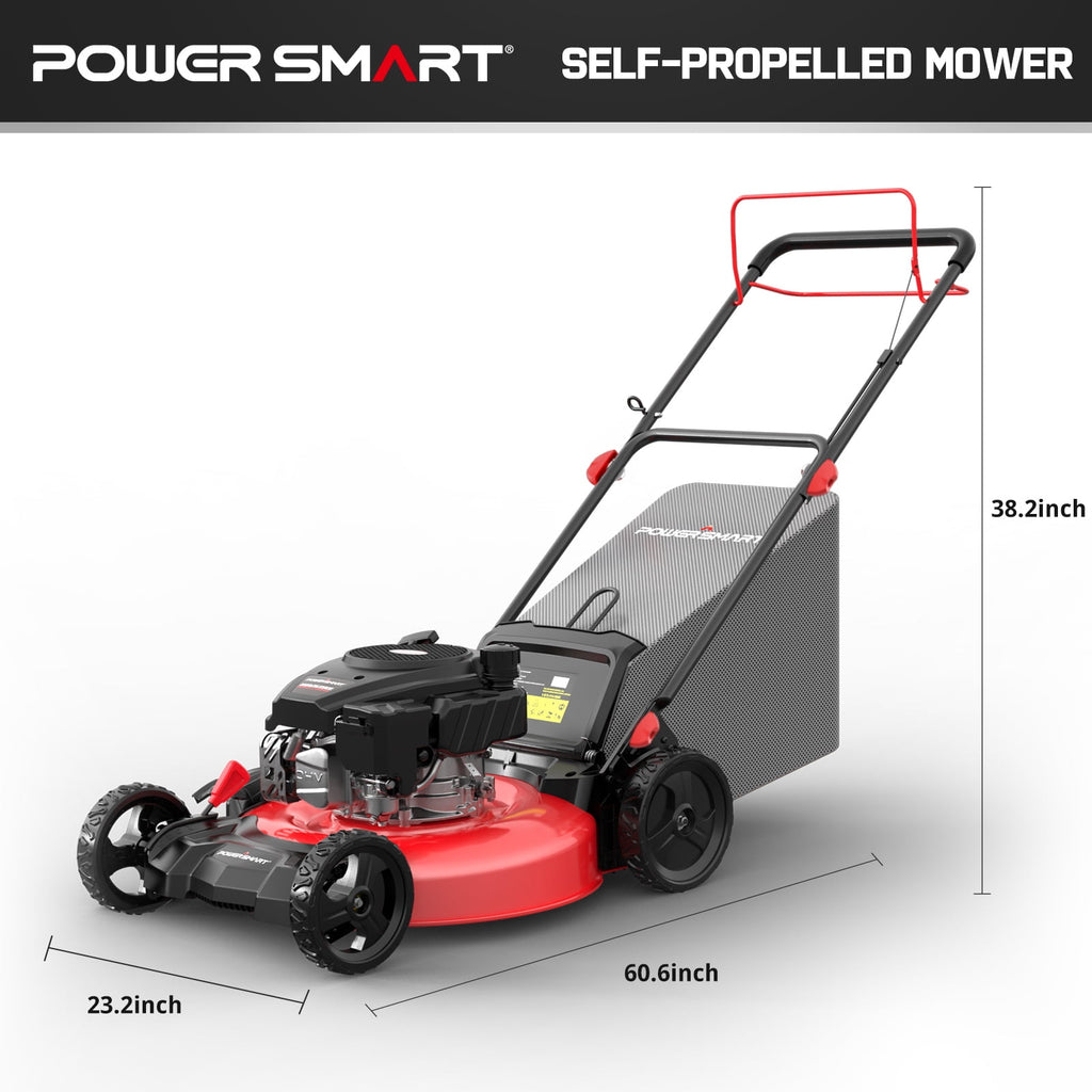 PowerSmart 21" 170cc Gas Self-Propelled Lawn Mower, with 6-Position Height Adjustment