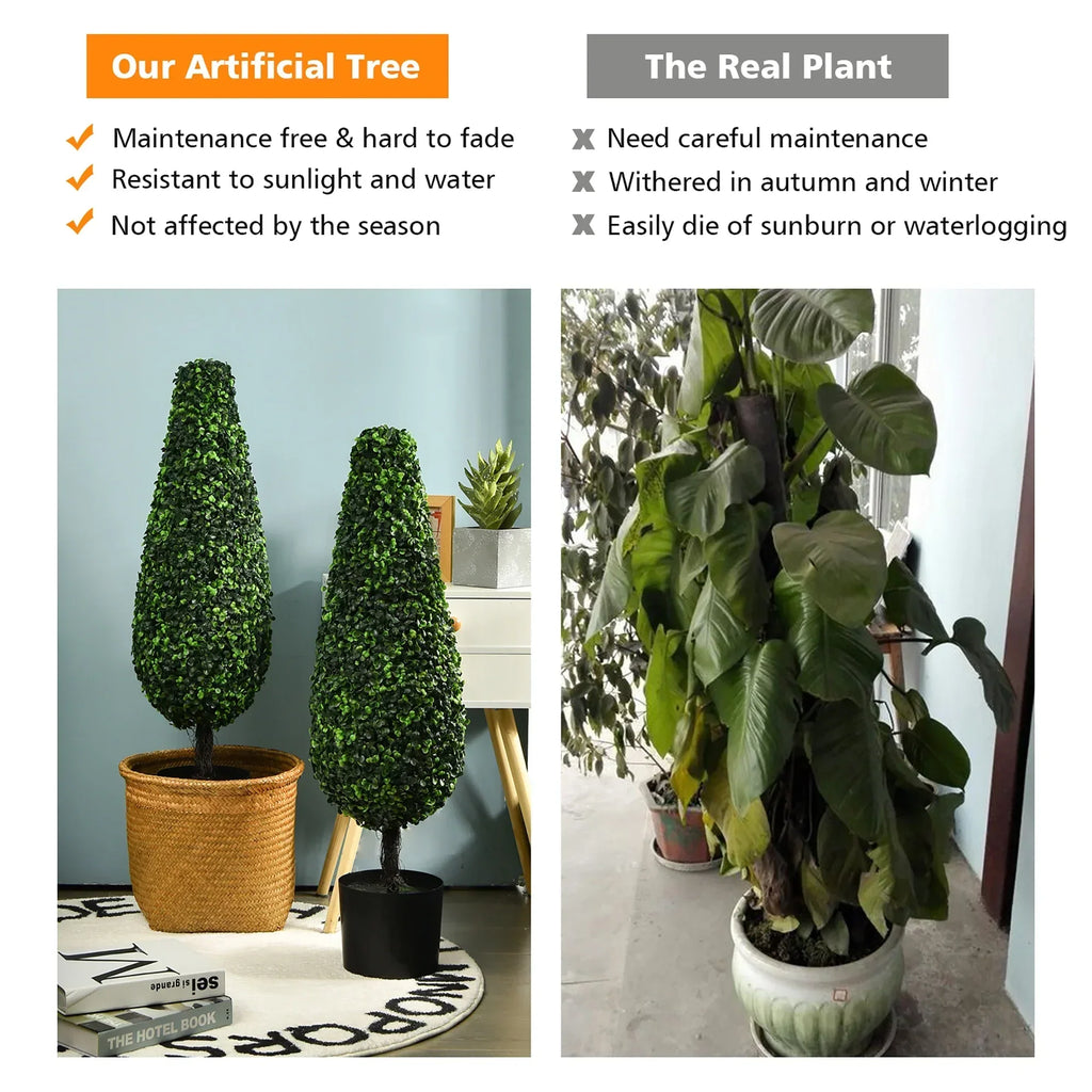 2026 NewCostway 2 Pack 3FT Artificial Tower Topiary Tree UV Resistant Indoor Outdoor