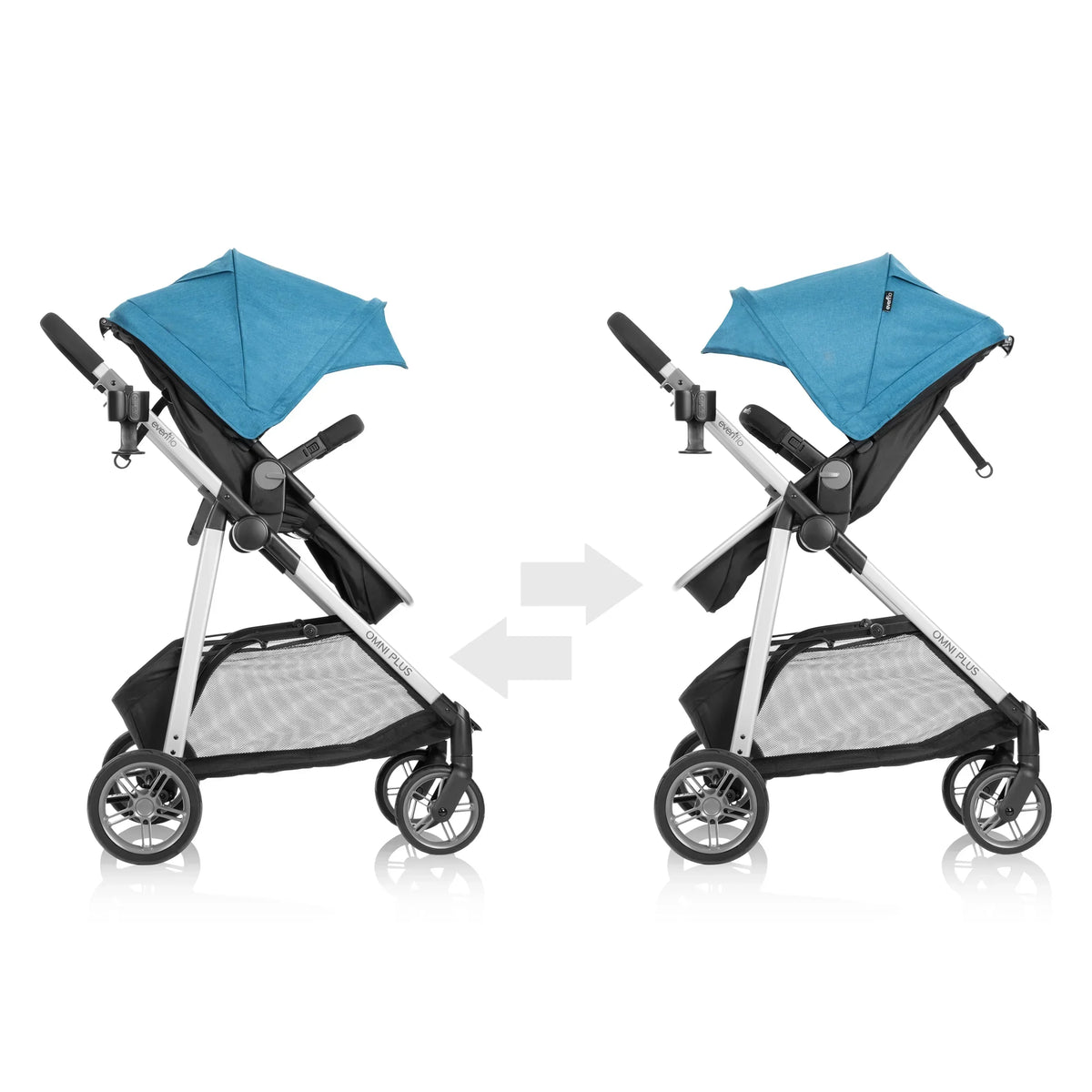 2026 NewEvenflo Omni Plus Modular Travel System with LiteMax Sport Infant Car Seat, Mylar Gray, Unisex
