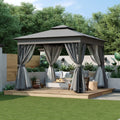 2026 New10'x10' Outdoor Gazebo,Patio Gazebo with Mosquito Netting and Privacy Screens for Backyard, Garden, Lawn and Deck,Grey
