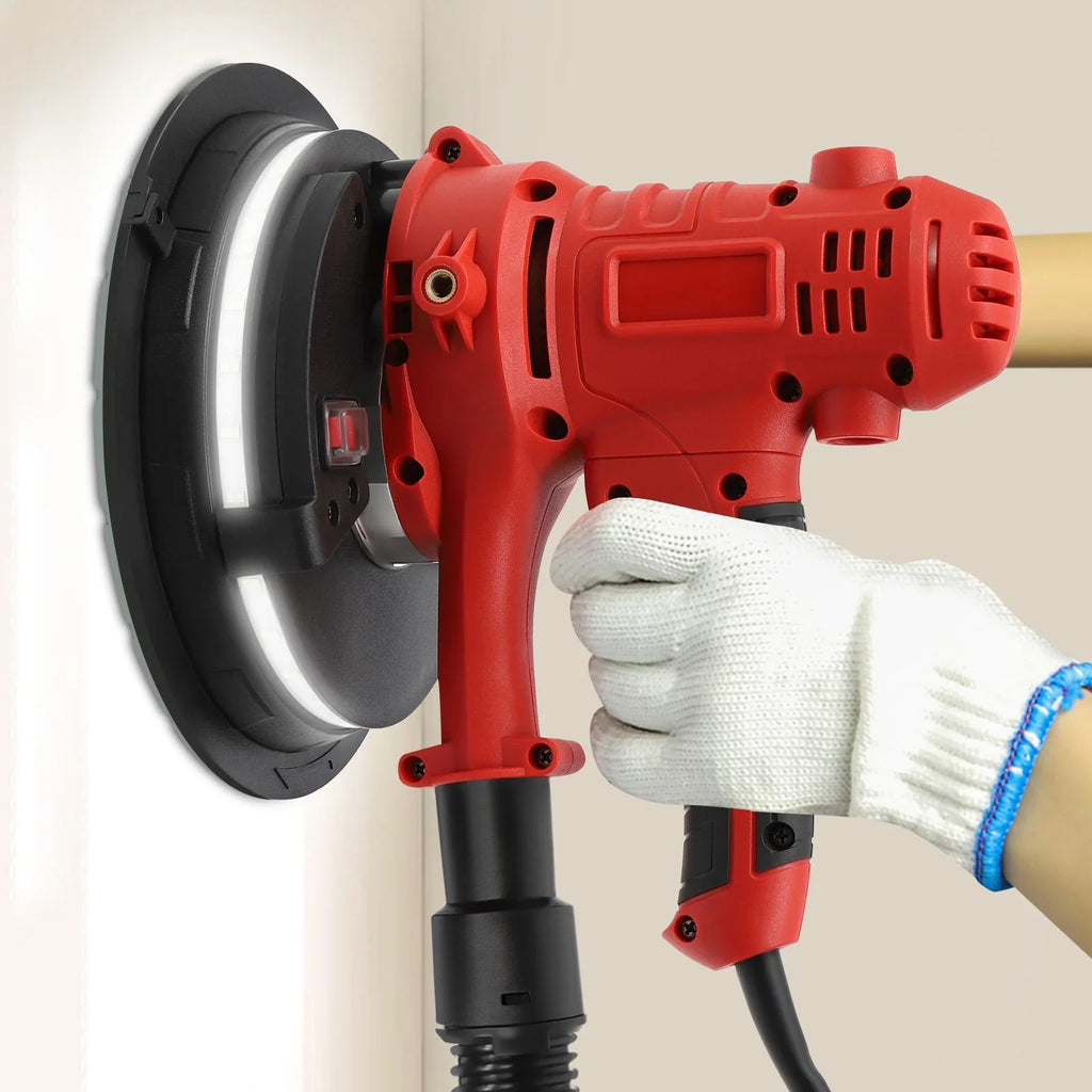 2026 New ChicHomey LED Light Equipped Orbital and Drywall Sander, 1200W, 7in Grinding Disc, 78.7in Hose, Adjustable Handle for Enhanced Comfort and Control