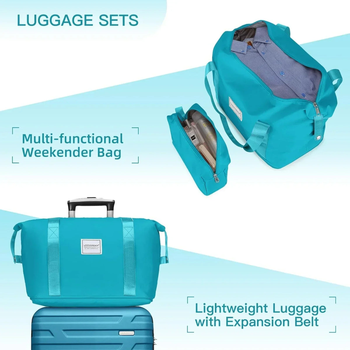 2026 New6-Piece Hardshell Luggage Set with Expandable Spinner Suitcases & TSA Lock, 25% Extra Capacity, Duffel Bag & Toiletry Kit, Cream ABS Suitcases
