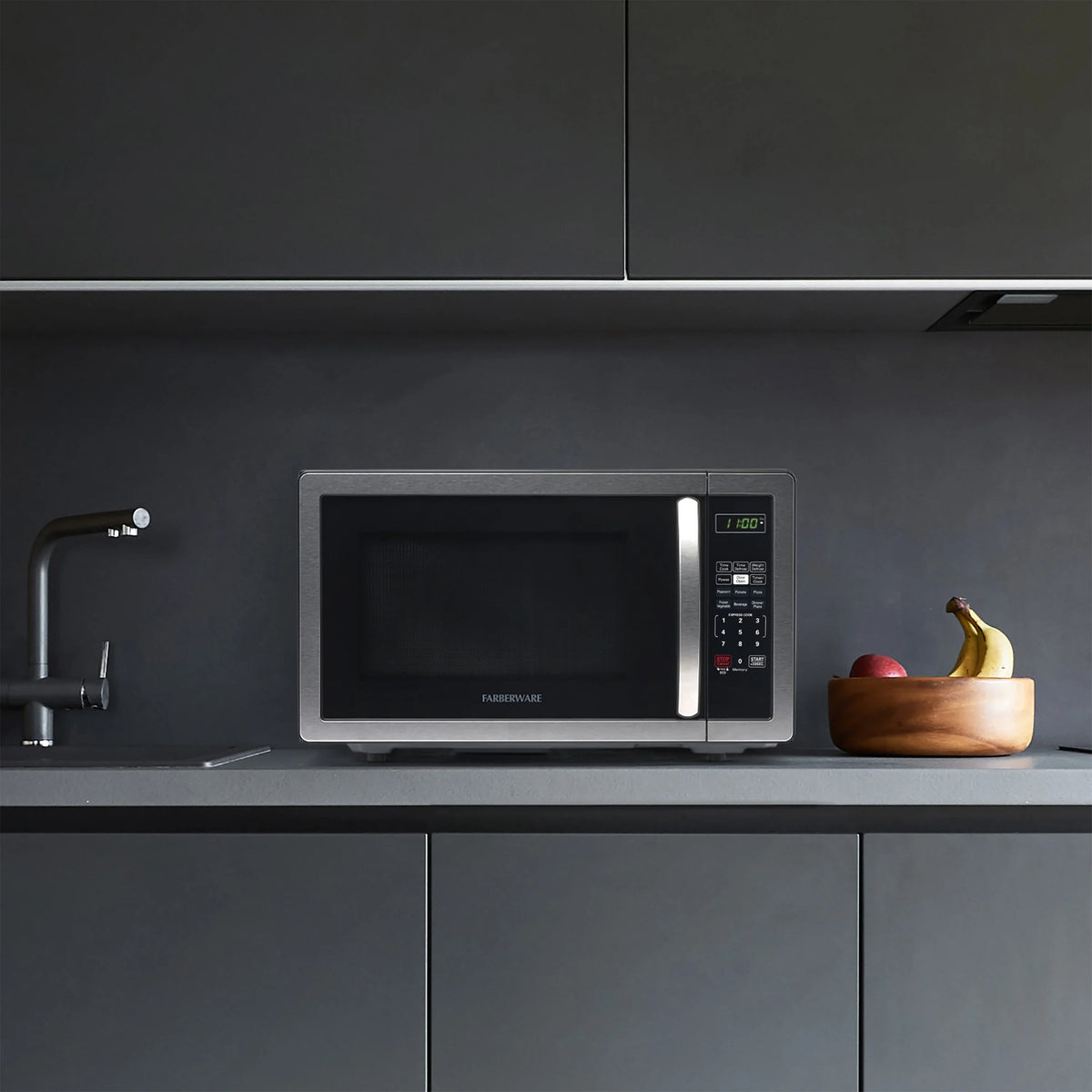 2026 NewFarberware 1.1 Cu. Ft. 1000-Watt Compact Microwave Oven, Black