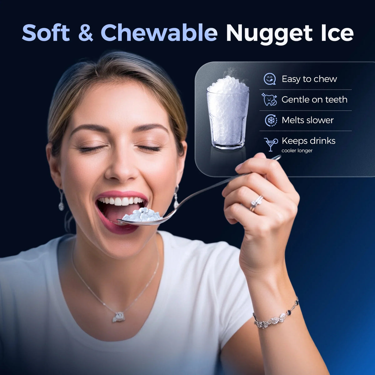 2026 NewSimzlife Nugget Ice Maker Countertops, 35.9lbs Per Day Portable Pebble ice machine, Crushed Sonic ice maker with Soft Chewable Ice for Home, Party, RV, Camping, Stainless Steel Silver