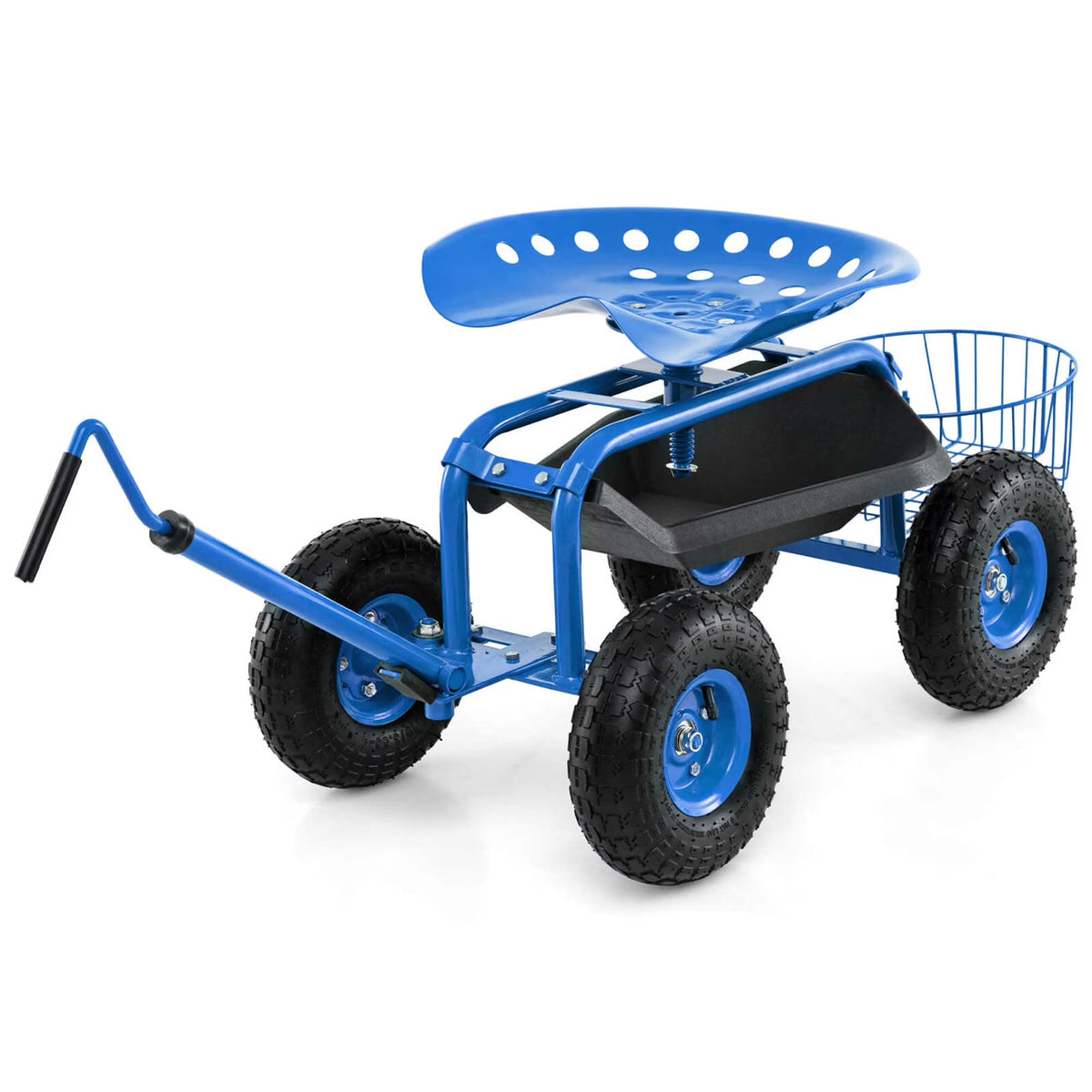 2026 NewCostway Garden Cart Rolling Work Seat for Planting with Extendable Handle Green