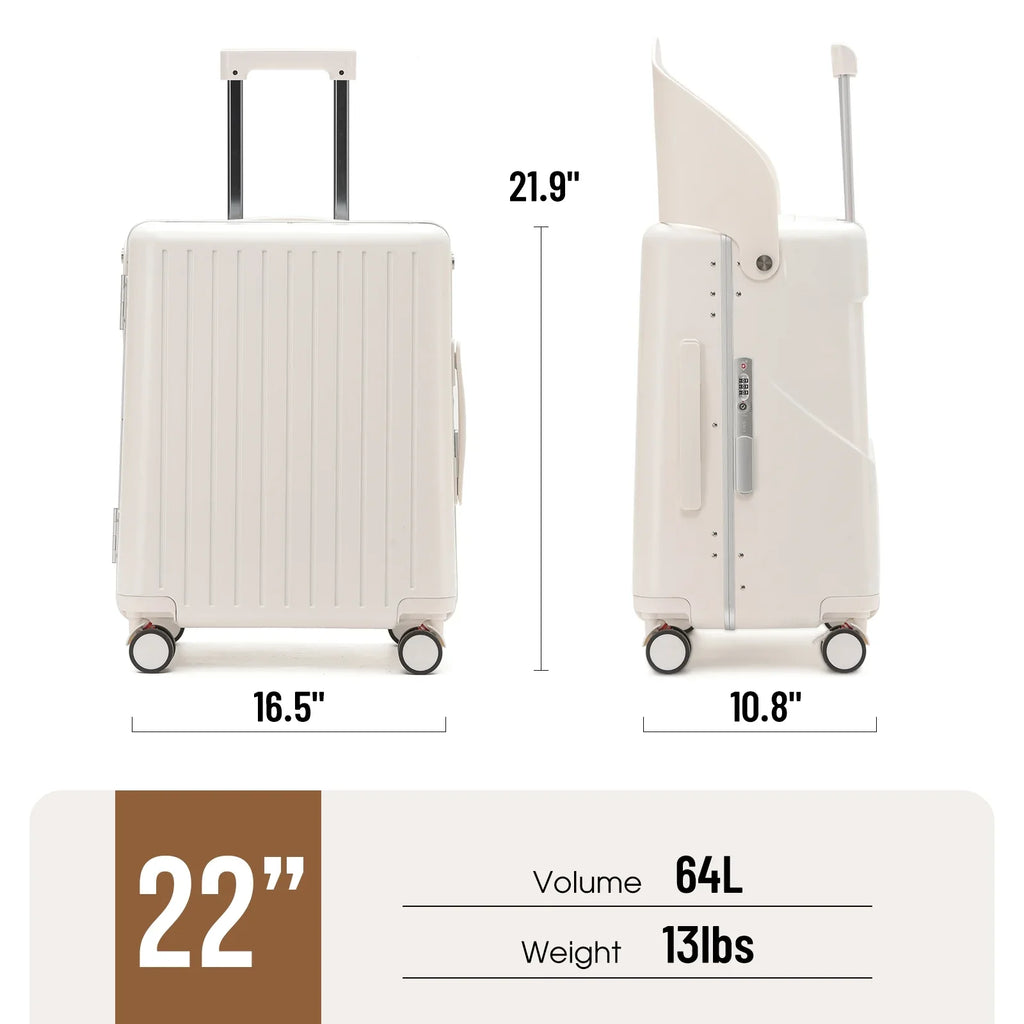 2026 New22 Inch TSA Lock Luggage with for Kids& Adult,Check in Lockable Spinner Wheels Free Luggage Cover and Safety Seatbelt Travel Suitcase