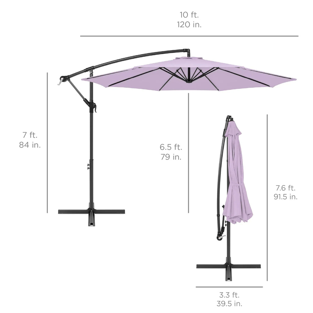 2026 NewBest Choice Products 10ft Offset Hanging Outdoor Market Patio Umbrella w/ Easy Tilt Adjustment - Tan
