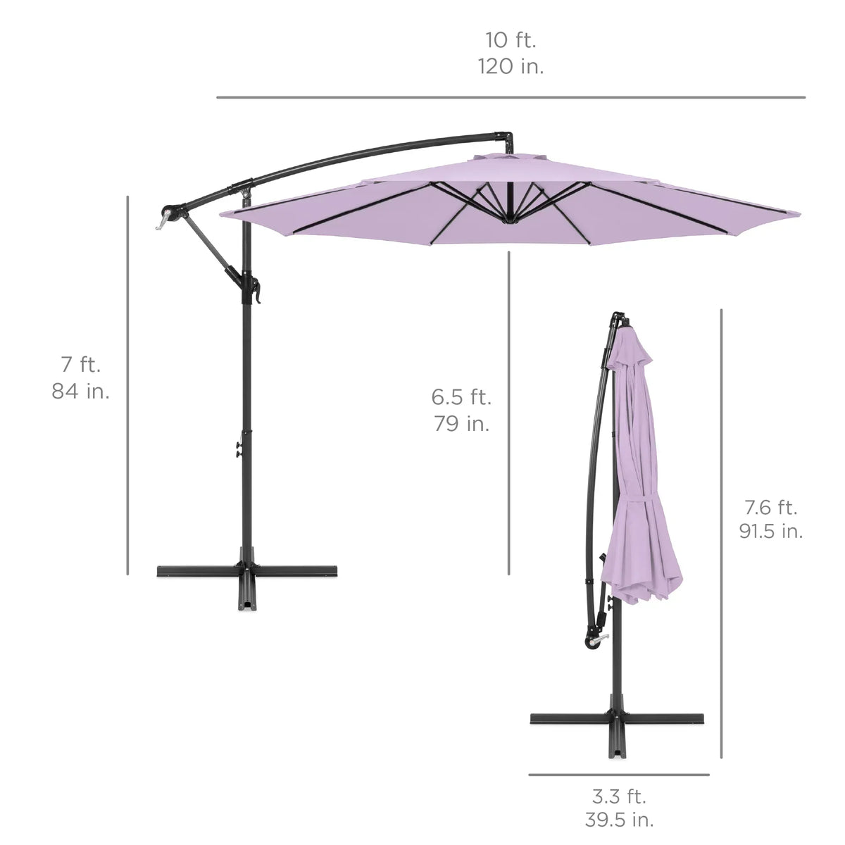 2026 NewBest Choice Products 10ft Offset Hanging Outdoor Market Patio Umbrella w/ Easy Tilt Adjustment - Tan