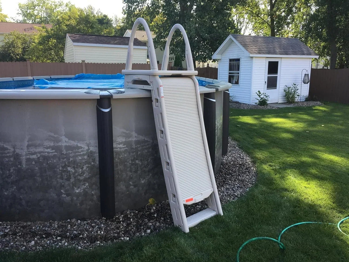 2026 Newconfer plastics a-frame 7200 above ground adjustable pool roll-guard safety ladder
