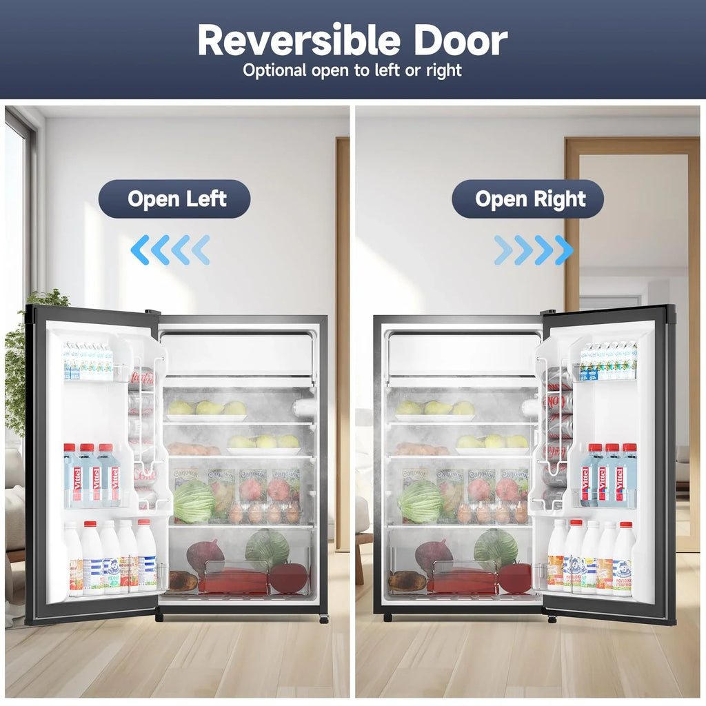 2026 NewSoonbuy Compact Mini Fridge with Freezer, 4.3 Cu.Ft Single Door Refrigerator with Adjustable Temperature, Removable Shelves & Crisper Drawer, Energy Efficient Small Fridge for Bedroom, Office, Dorm, R