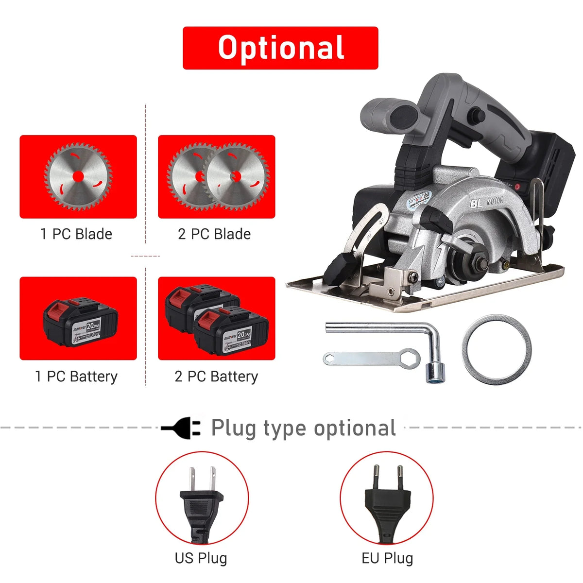 2026 NewNANWEI Circular Saw Electric Saw 21V 7800RPM Cordless Brushless Tile Saw 45 Degree Adjustable Bevel Cutting with 110mm Blade