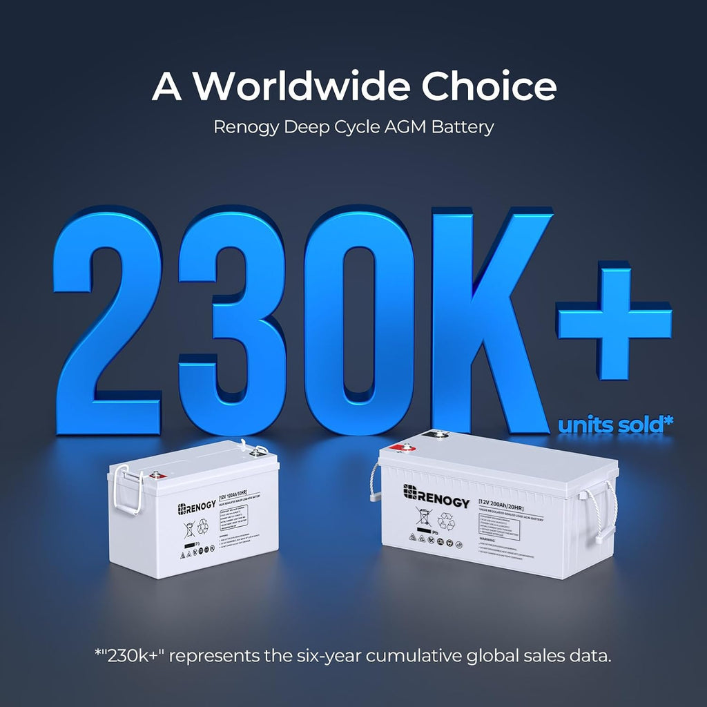 Renogy 12 Volt 100Ah Deep Cycle AGM Battery, Lead Acid Solar Battery