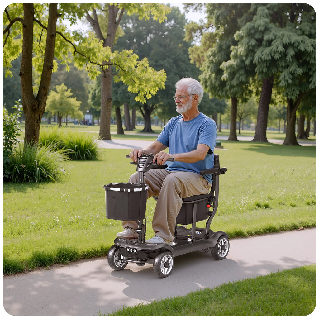 2026 NewEAGLOG Light Weight 4 Wheels Mobility Scooter for Seniors, Electric Folding Wheelchair Device for Travel, Black