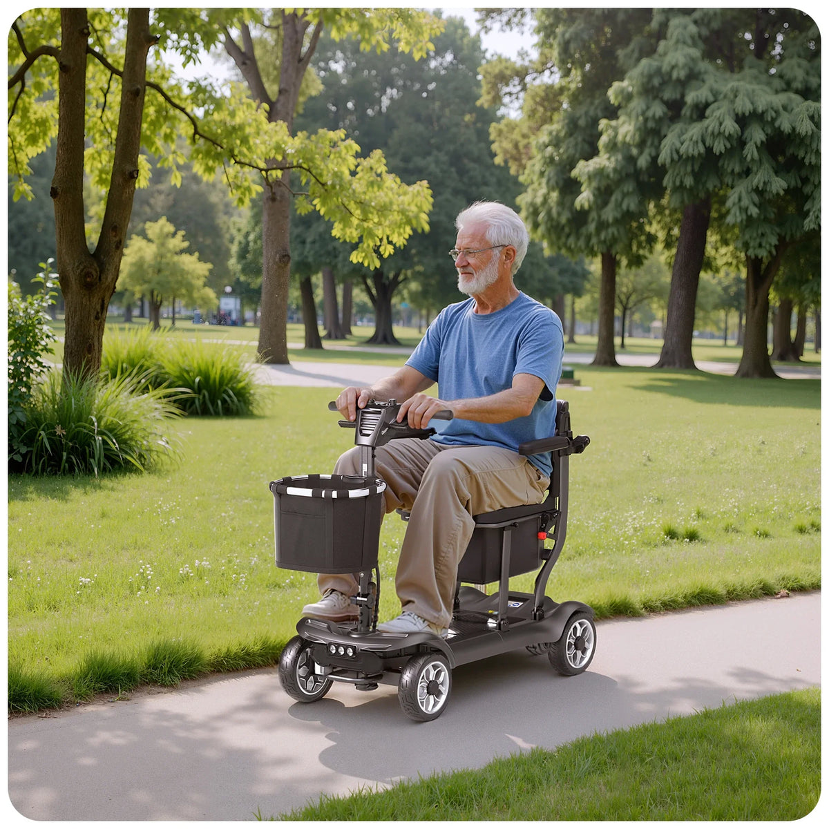 2026 NewEAGLOG Light Weight 4 Wheels Mobility Scooter for Seniors, Electric Folding Wheelchair Device for Travel, Black