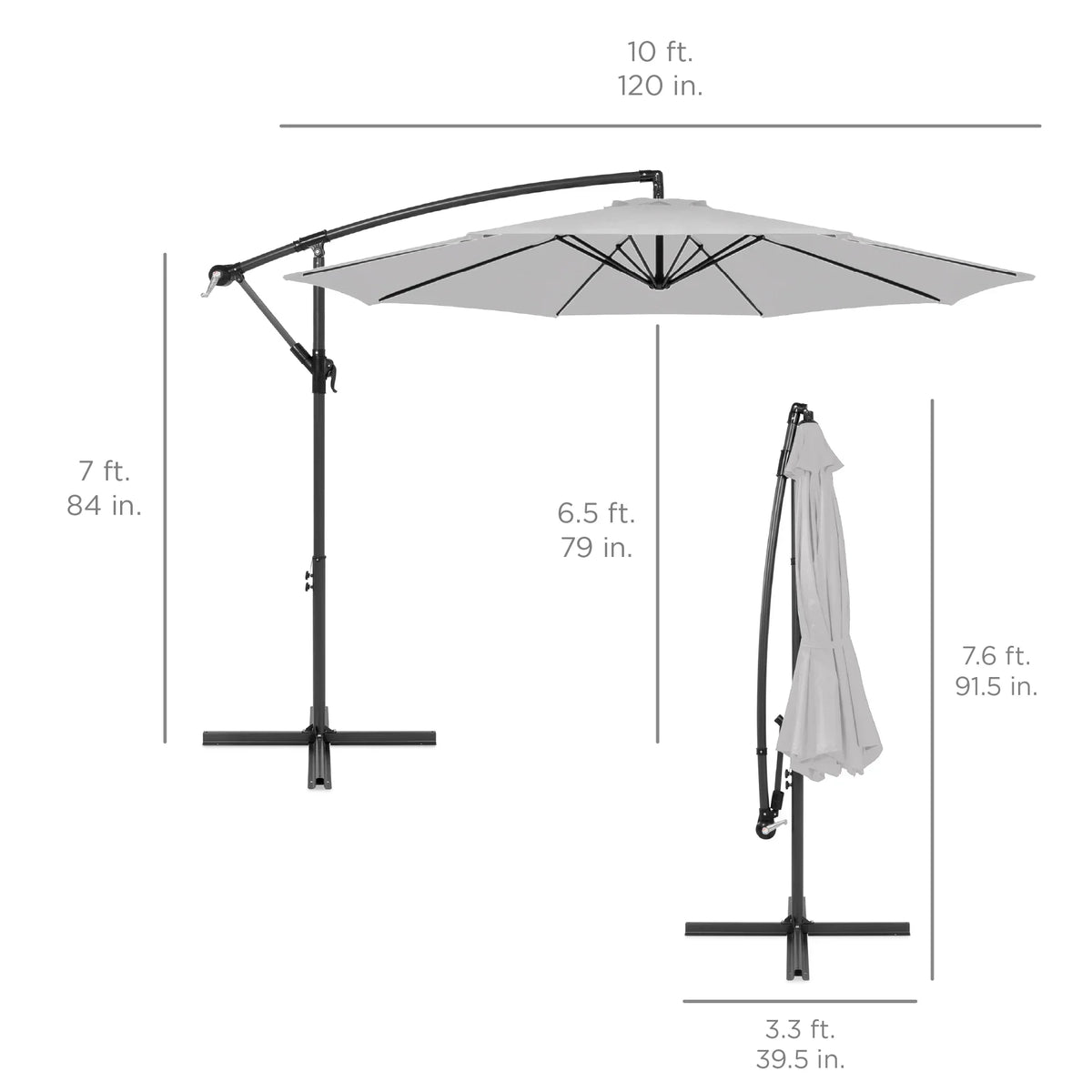 2026 NewBest Choice Products 10ft Offset Hanging Outdoor Market Patio Umbrella w/ Easy Tilt Adjustment - Tan