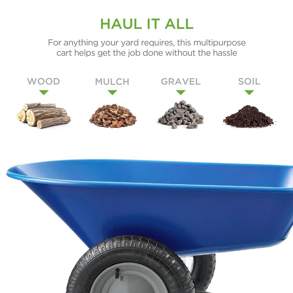 2026 NewBest Choice Products Dual-Wheel Home Wheelbarrow Yard Garden Cart for Lawn, Construction - Green